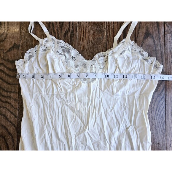 Vtg Vanity Fair Womens Slip Dress Nightgown Ivory Sz 36 Made in USA Floral Lace - Picture 5 of 10